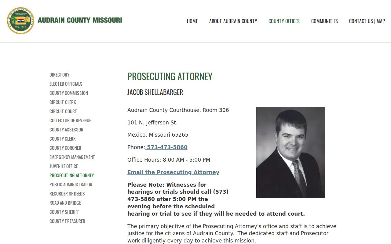 Audrain County criminal charge office and prosecutor contact page